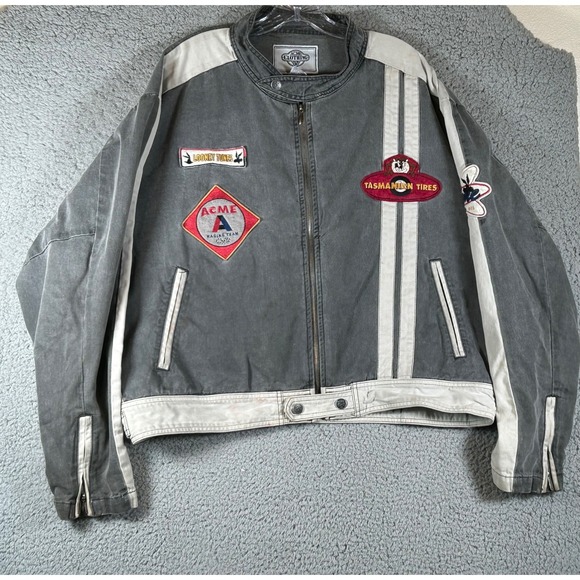 Looney Tunes ACME Racing Jacket Gray Bugs Bunny Warner Bros XL - Picture 3 of 15